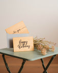wooden postcard "be happy"