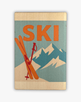 Postkarte aus Holz Retro "Ski"