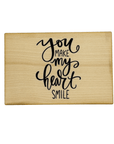 Postkarte aus Holz "you make my hearth smile"