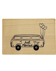 wooden postcard "Just Married"