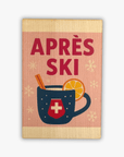 Postkarte aus Holz Retro "Apres Ski"