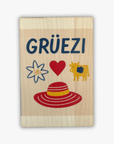 Postkarte aus Holz Retro "Grüezi"